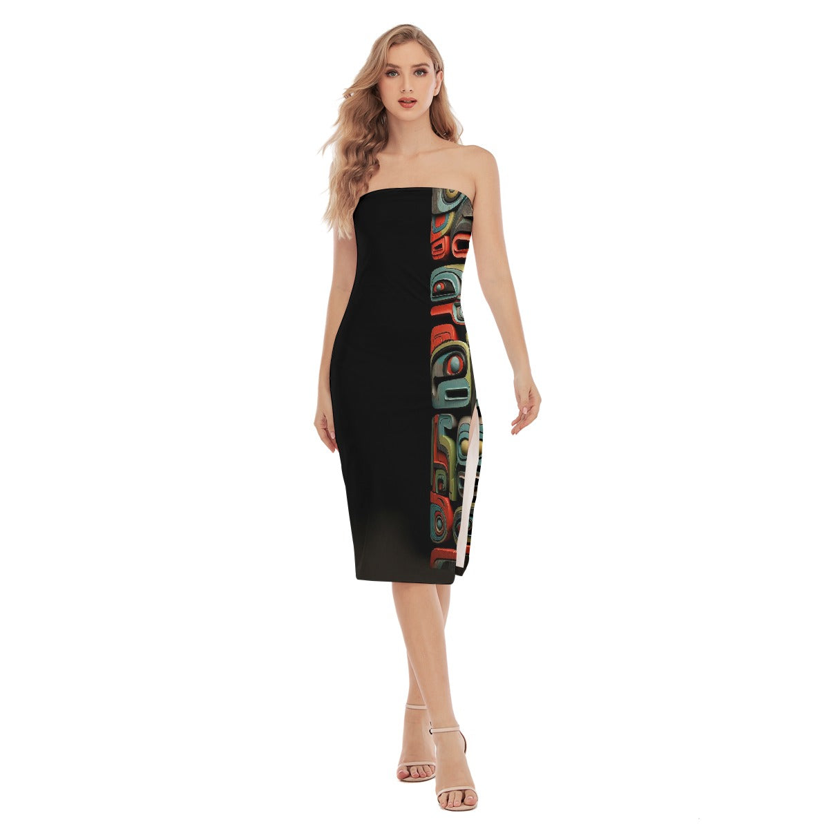 All-Over Print Women's Side Split Tube Top Dress