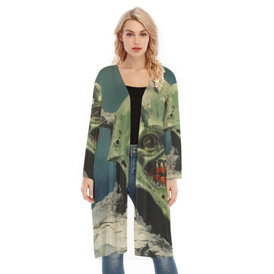 All- Over Print Women's Long Sleeve Mesh Cardigan