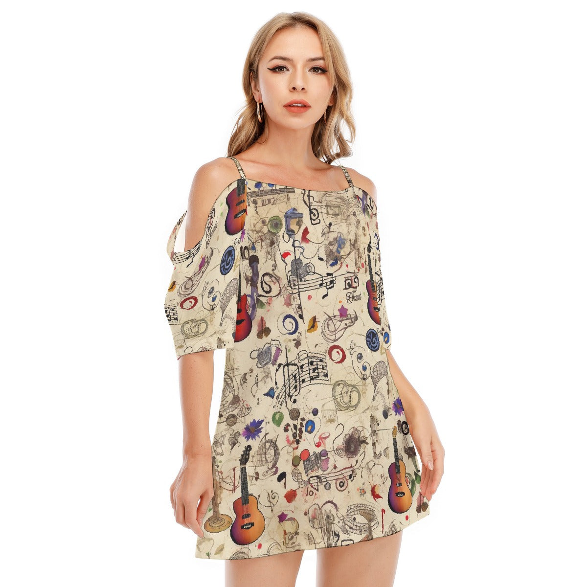 All-Over Print Women's Off-shoulder Cami Dress