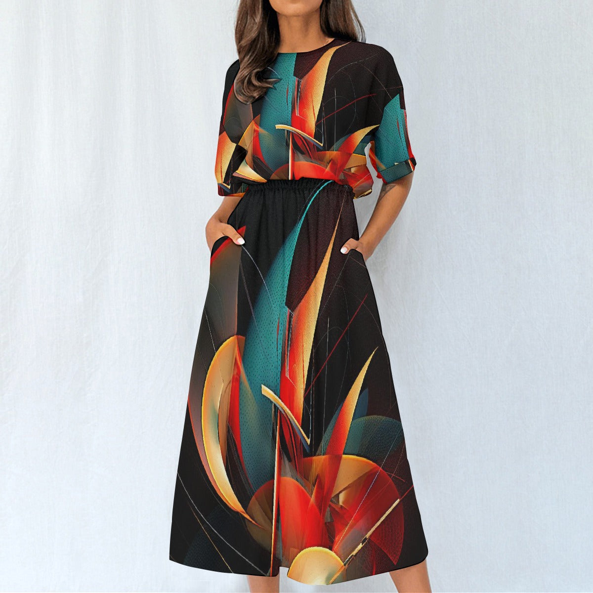 All-Over Print Women's Elastic Waist Dress