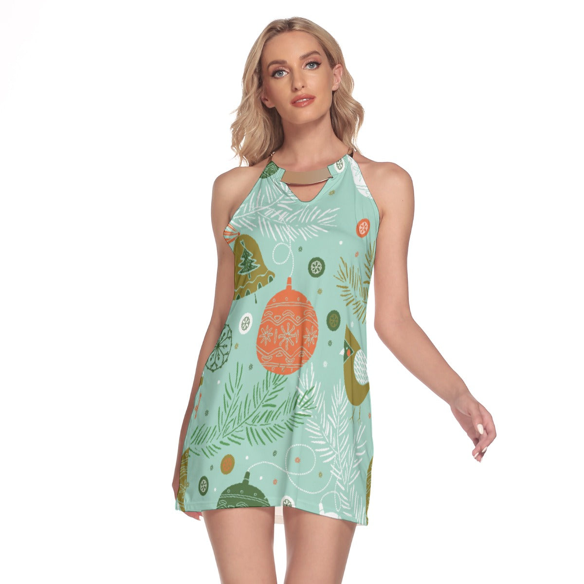 All-Over Print Women's Round Neck Above Knee Dress