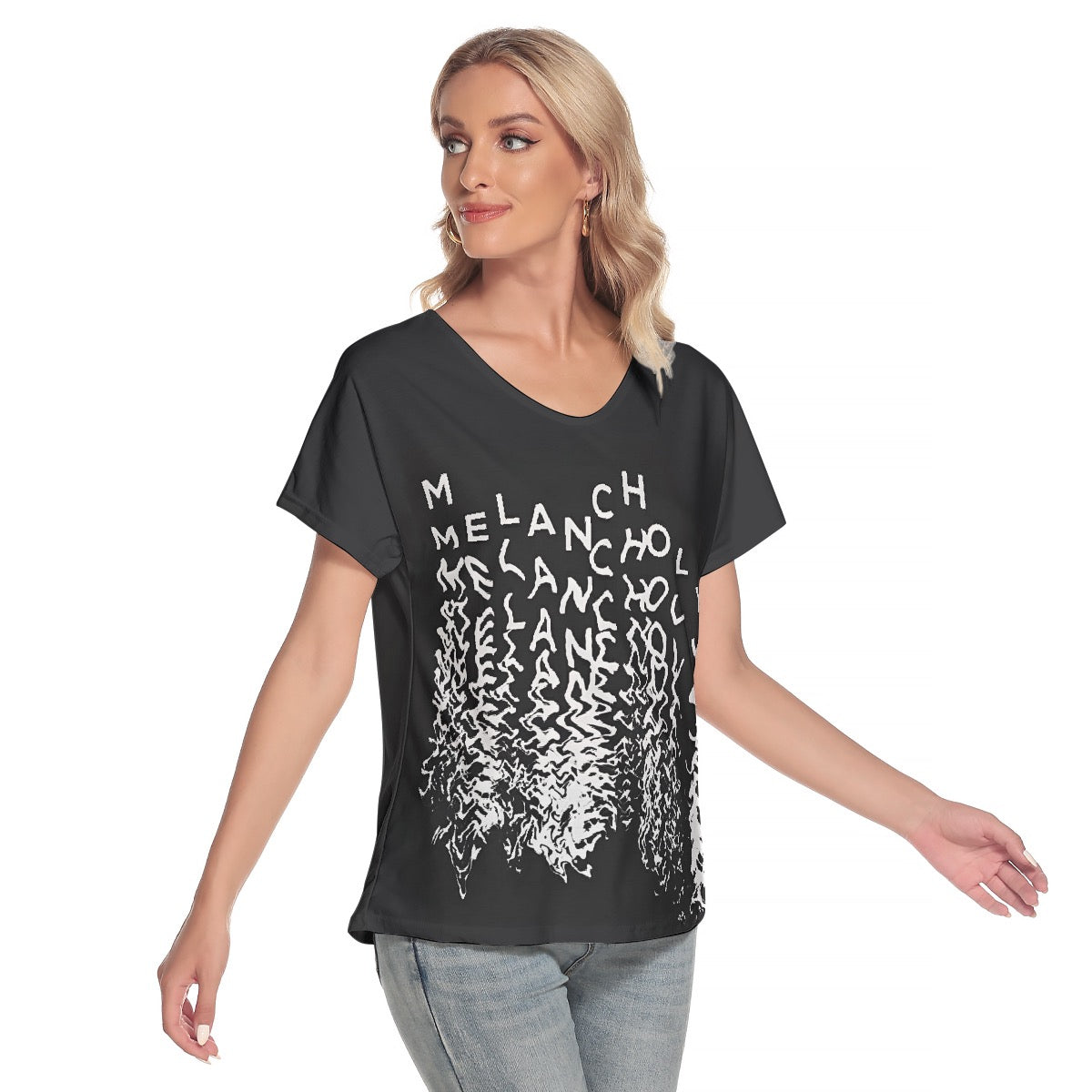 All-Over Print Women's Loose V-neck Short Sleeve T-shirt