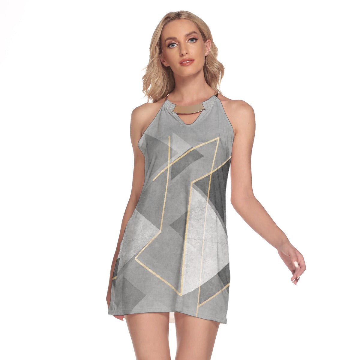 All-Over Print Women's Round Neck Above Knee Dress