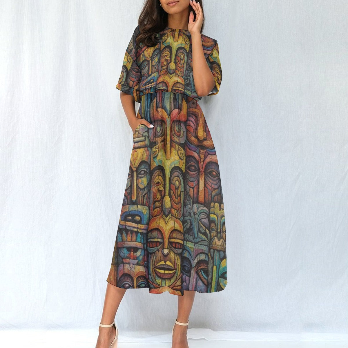 All-Over Print Women's Elastic Waist Dress