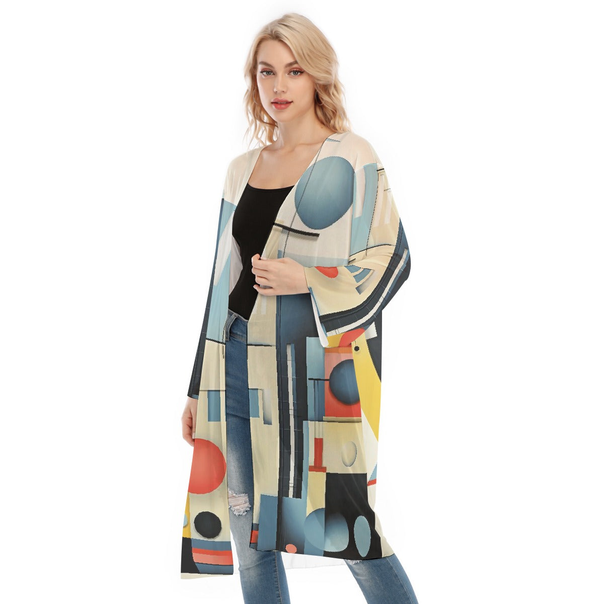 All- Over Print Women's Long Sleeve Mesh Cardigan