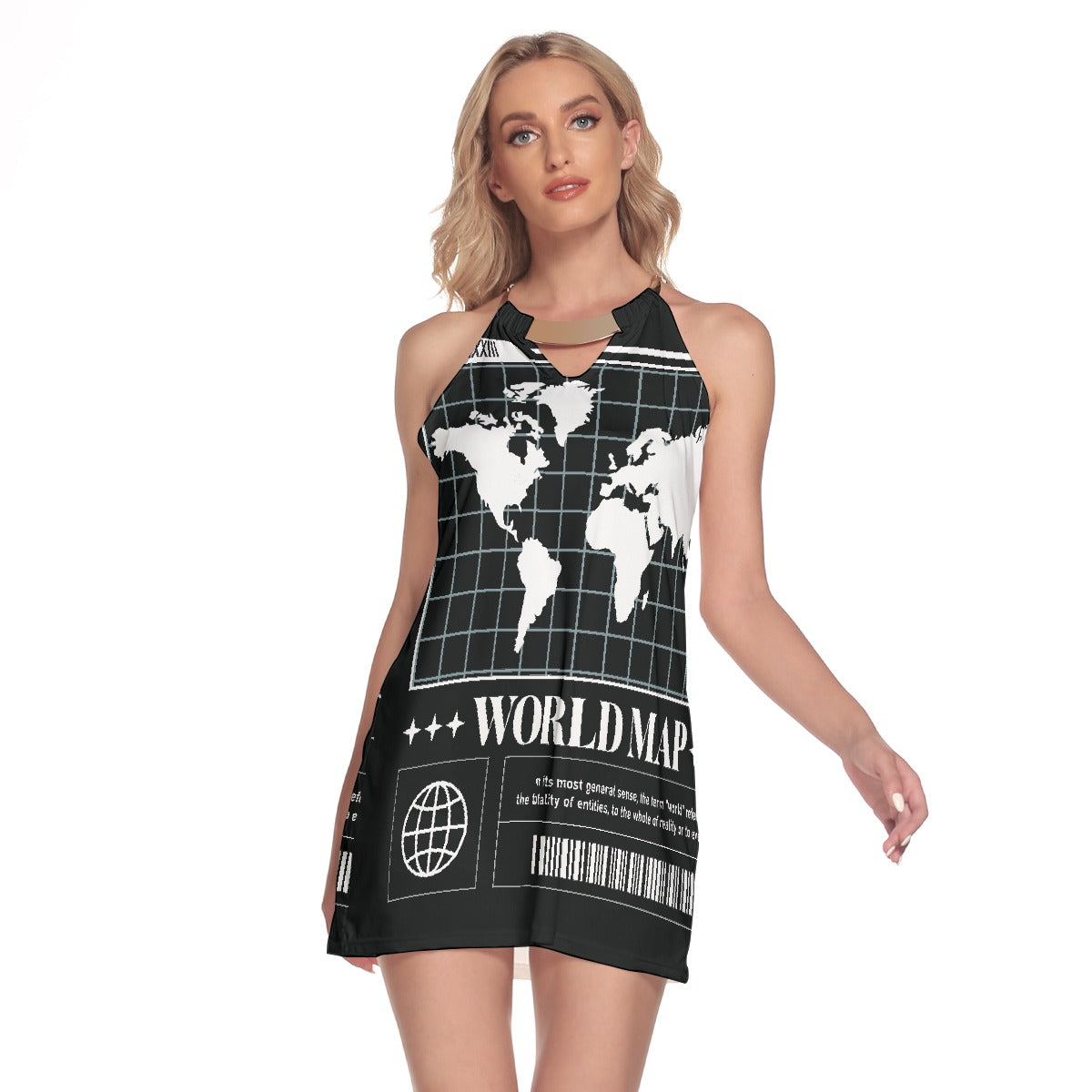 All-Over Print Women's Round Neck Above Knee Dress