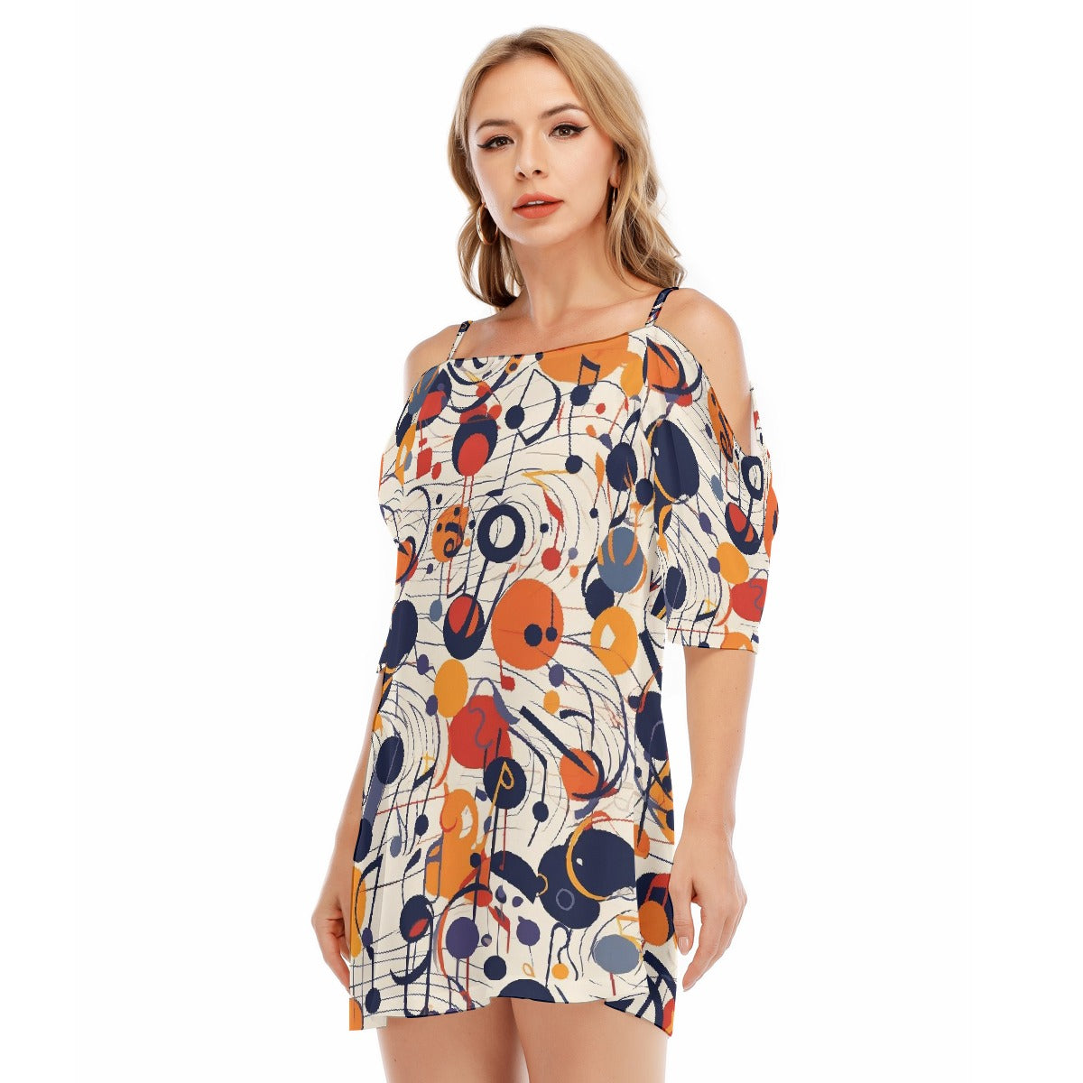 All-Over Print Women's Off-shoulder Cami Dress