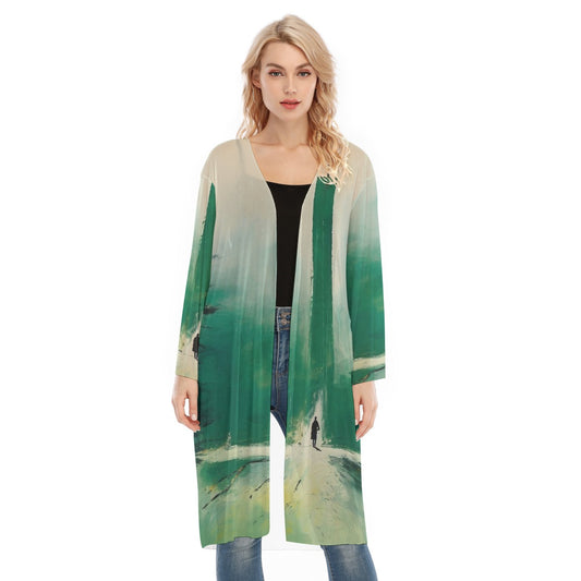 All- Over Print Women's Long Sleeve Mesh Cardigan