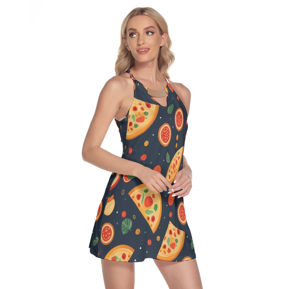 All-Over Print Women's Round Neck Above Knee Dress