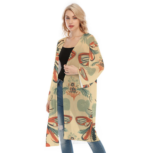 All- Over Print Women's Long Sleeve Mesh Cardigan