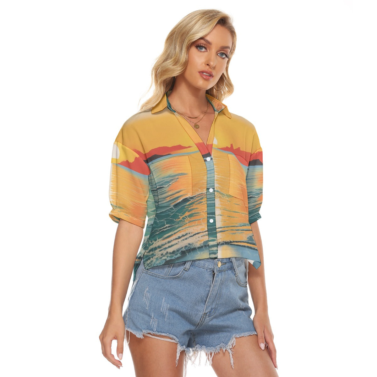 All-Over Print Women's V-neck Shirts