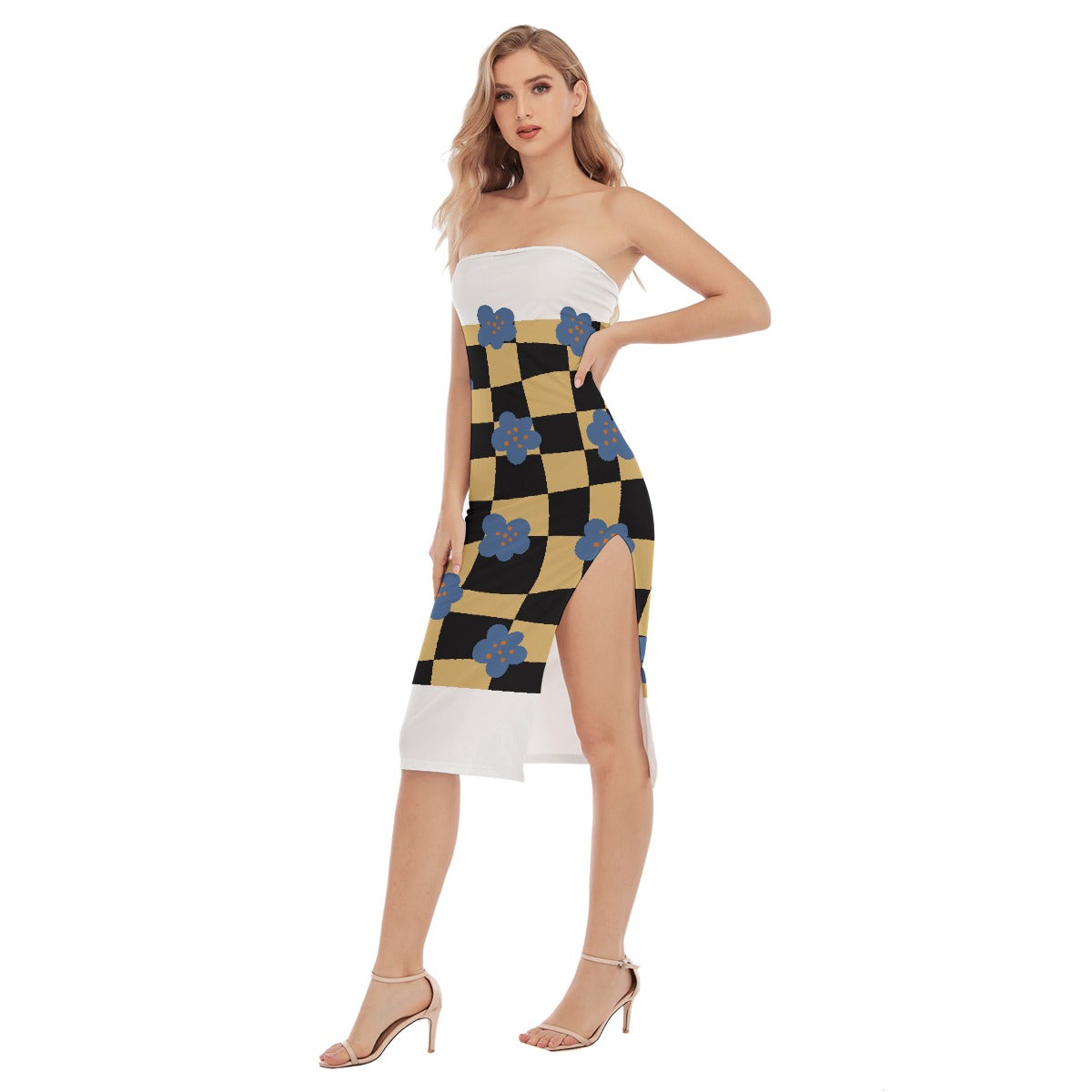 All-Over Print Women's Side Split Tube Top Dress