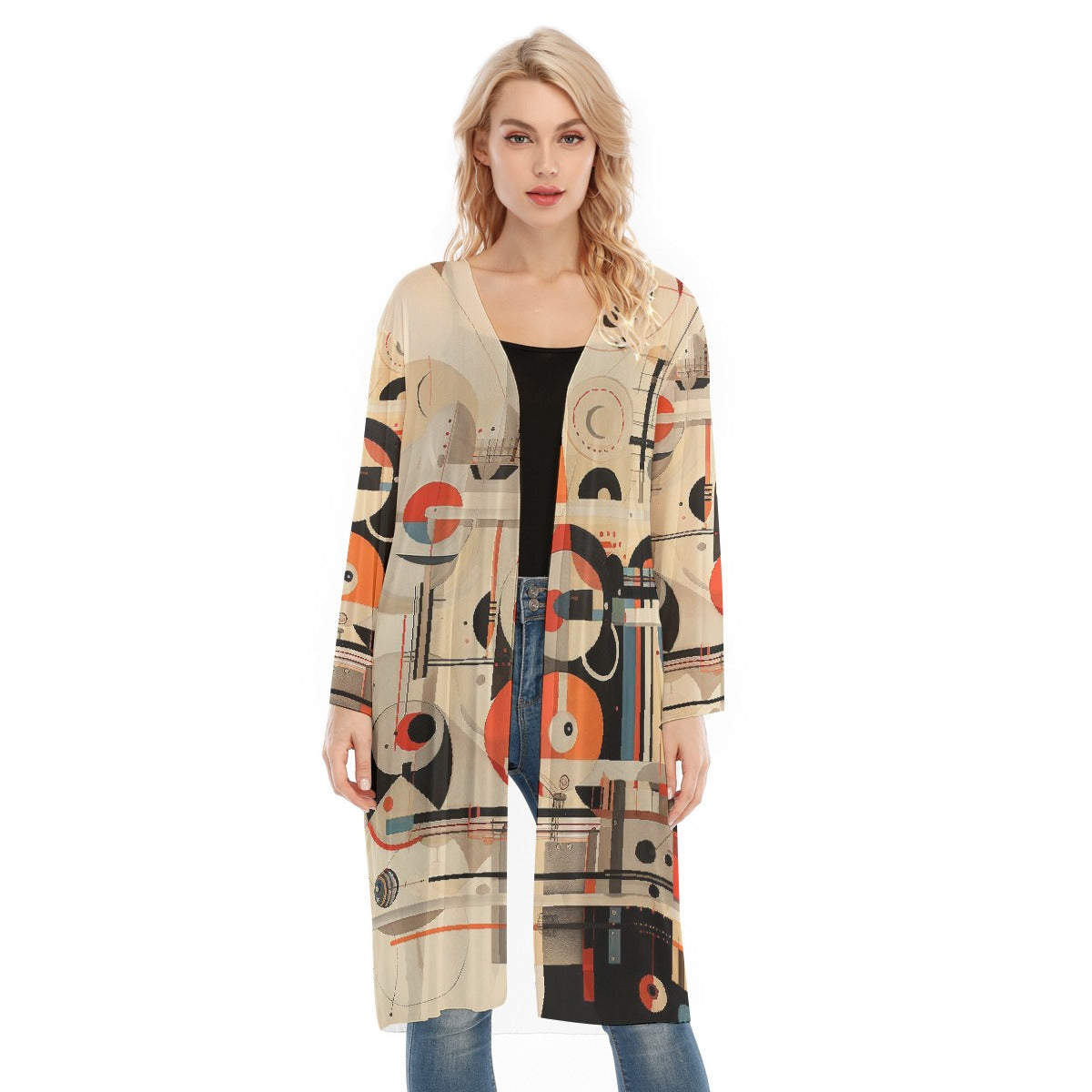 All- Over Print Women's Long Sleeve Mesh Cardigan