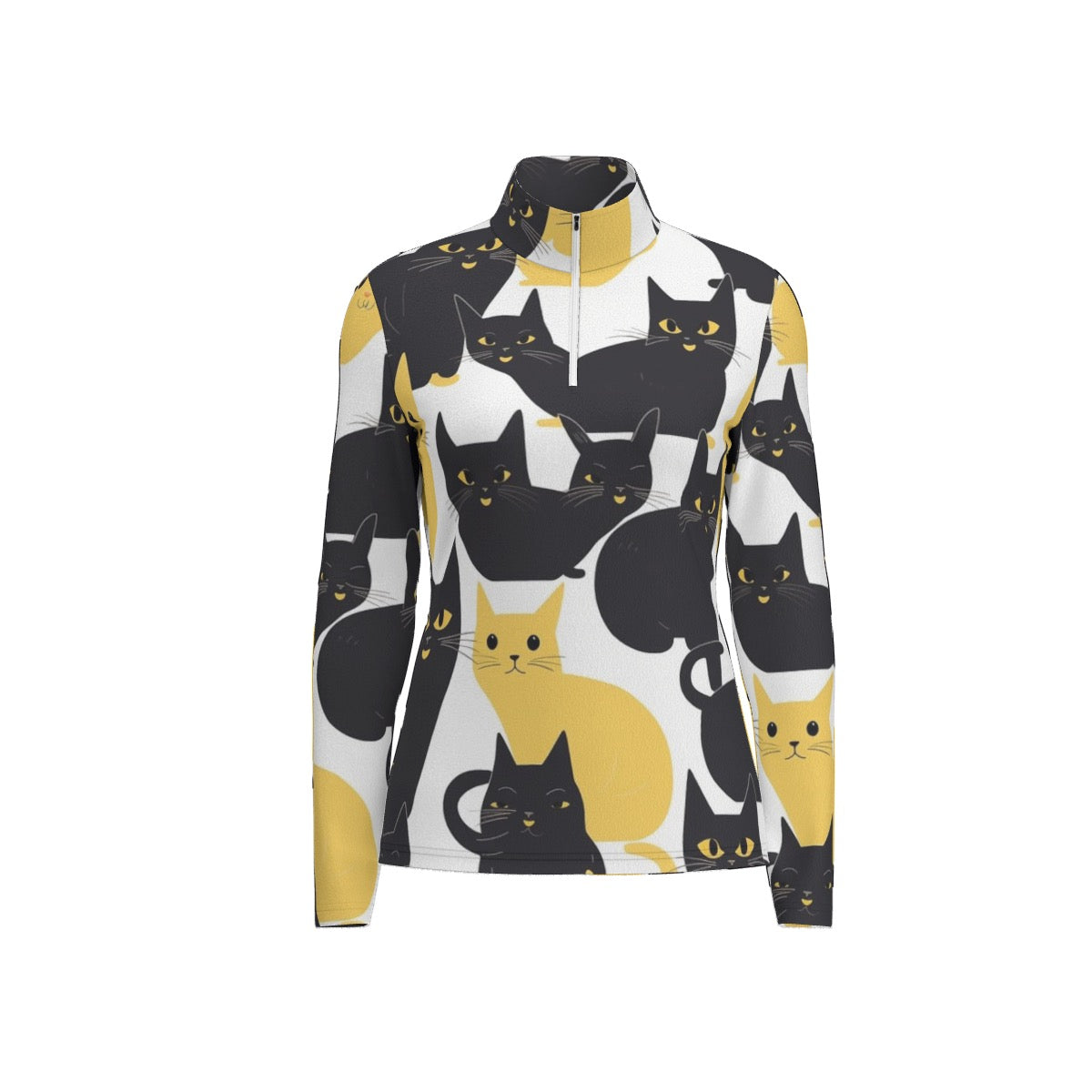 All-Over Print Women's Sports Collar Jersey With Long Sleeve