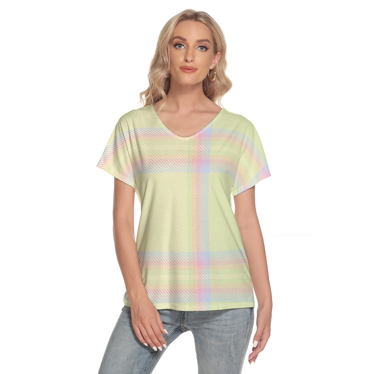 All-Over Print Women's Loose V-neck Short Sleeve T-shirt