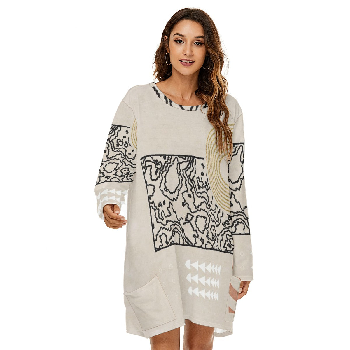 All-Over Print  Women's Loose Crew Neck Dress