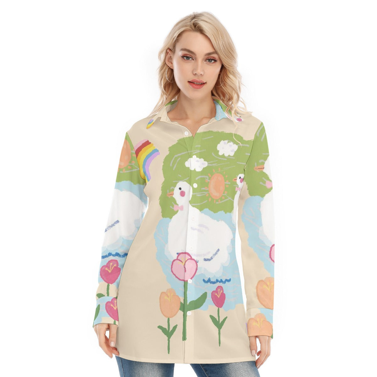 All-Over Print Women's Long Shirt