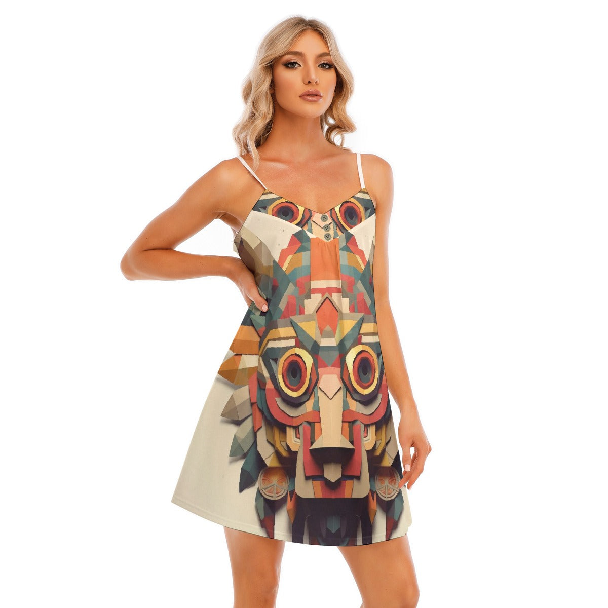 All-Over Print Women's V-neck Cami Dress