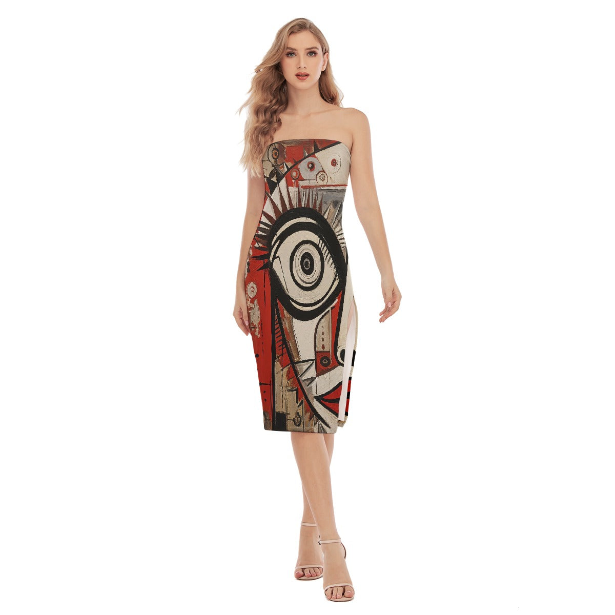 All-Over Print Women's Side Split Tube Top Dress