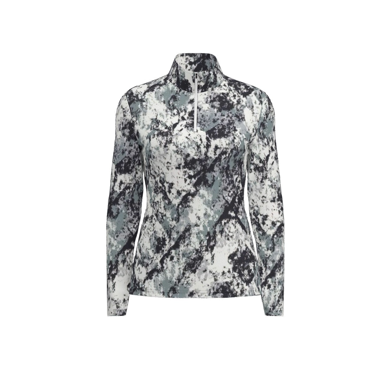 All-Over Print Women's Sports Collar Jersey With Long Sleeve