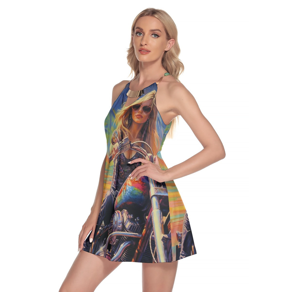 All-Over Print Women's Round Neck Above Knee Dress