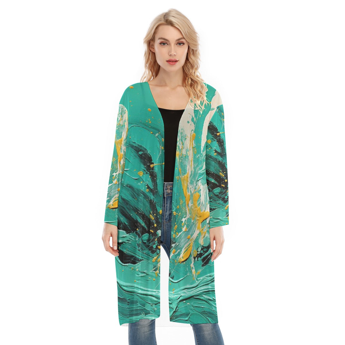 All- Over Print Women's Long Sleeve Mesh Cardigan