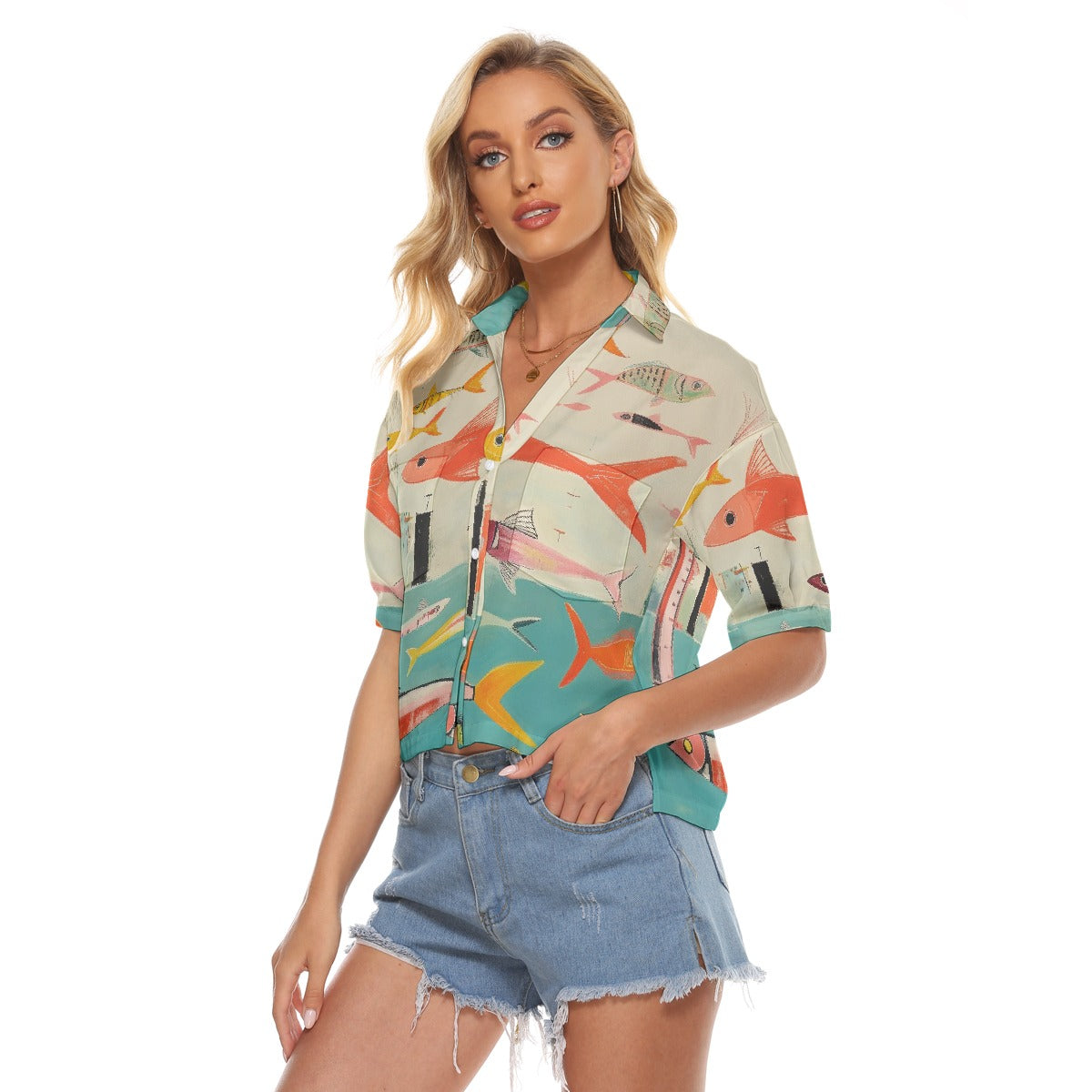 All-Over Print Women's V-neck Shirts