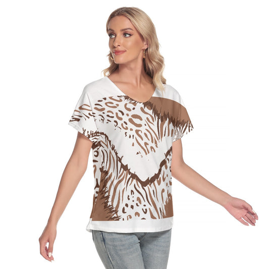 All-Over Print Women's Loose V-neck Short Sleeve T-shirt