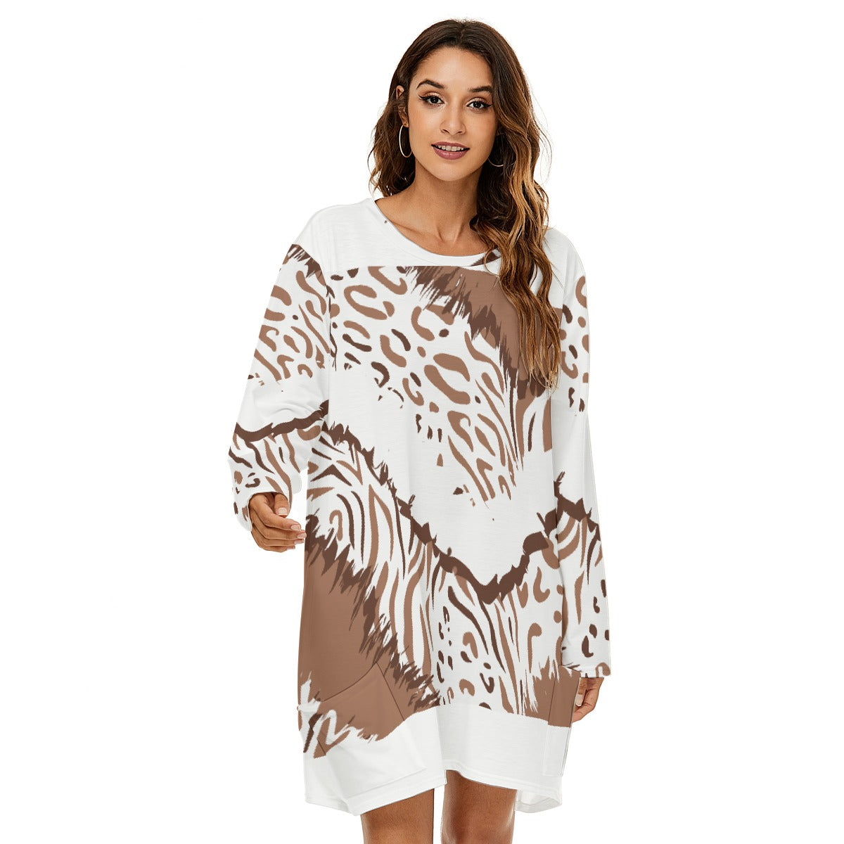 All-Over Print  Women's Loose Crew Neck Dress