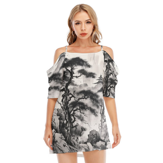 All-Over Print Women's Off-shoulder Cami Dress