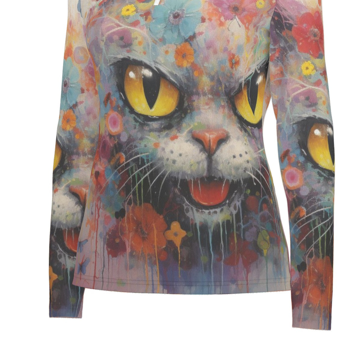 All-Over Print Women's Sports Collar Jersey With Long Sleeve