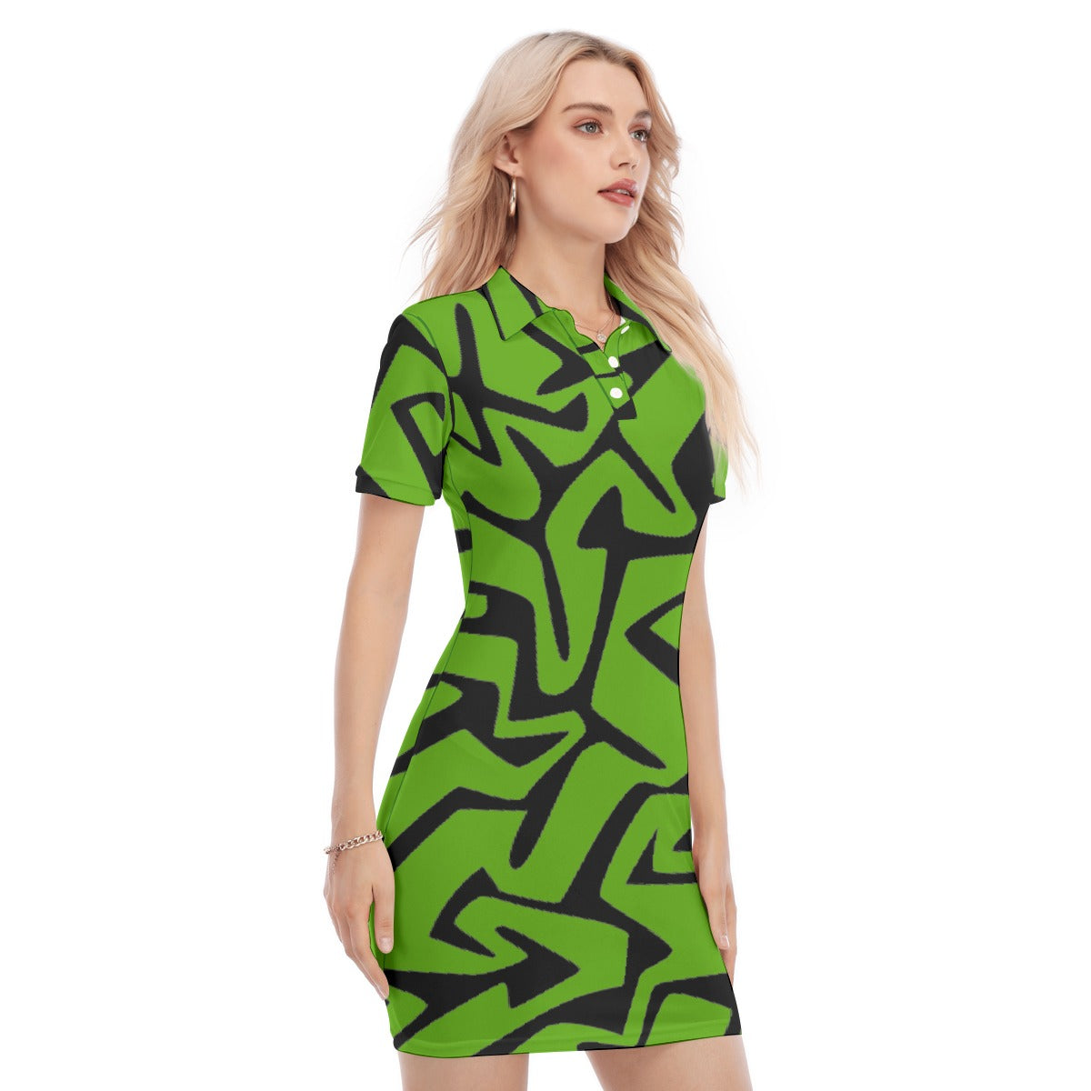 All-Over Print Women's Polo Collar Dress