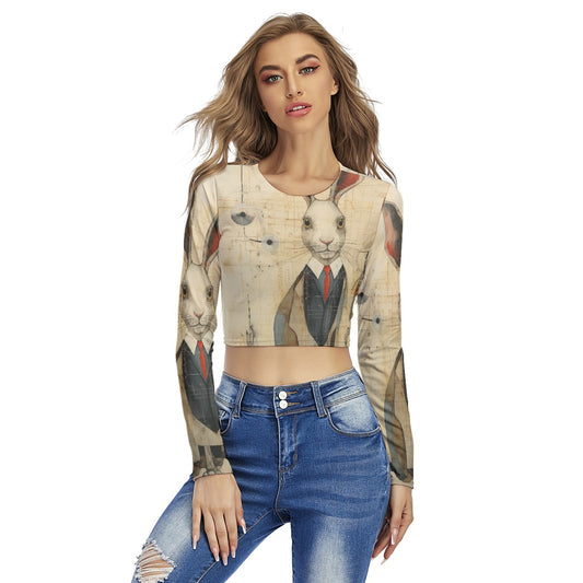 All-Over Print Women's Round Neck Crop Top T-Shirt