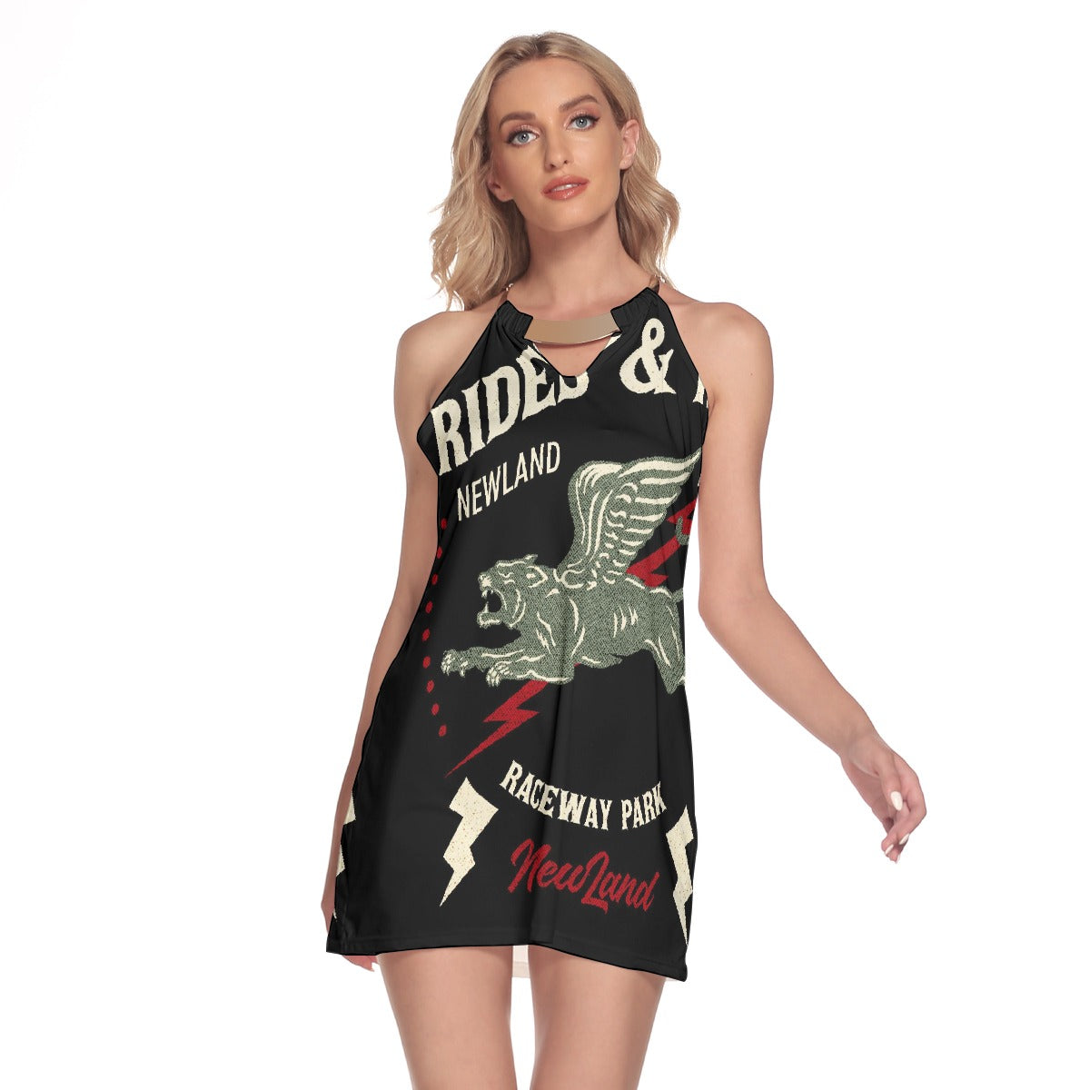 All-Over Print Women's Round Neck Above Knee Dress