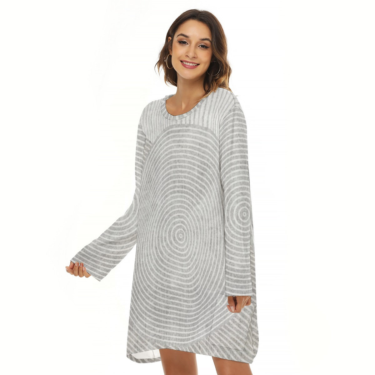 All-Over Print  Women's Loose Crew Neck Dress