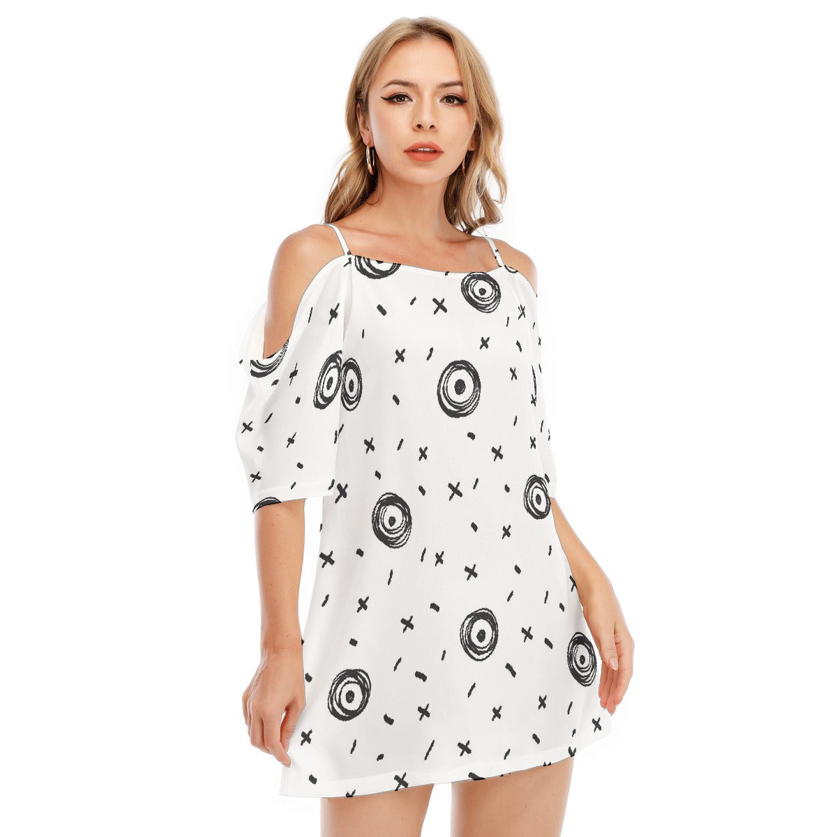 All-Over Print Women's Off-shoulder Cami Dress