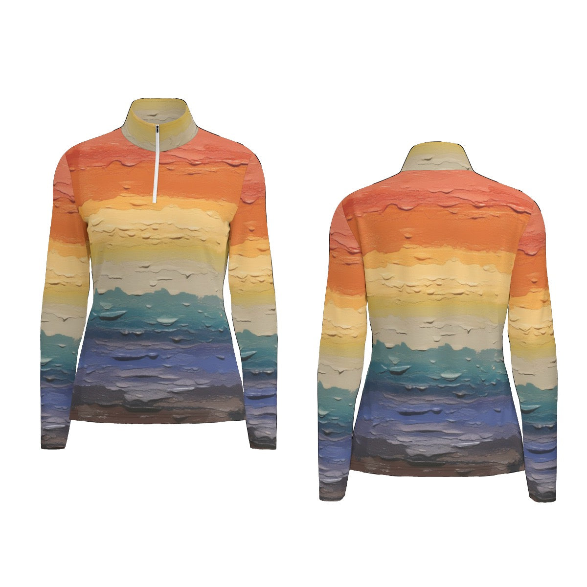 All-Over Print Women's Sports Collar Jersey With Long Sleeve