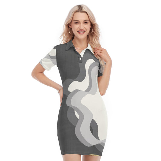 All-Over Print Women's Polo Collar Dress