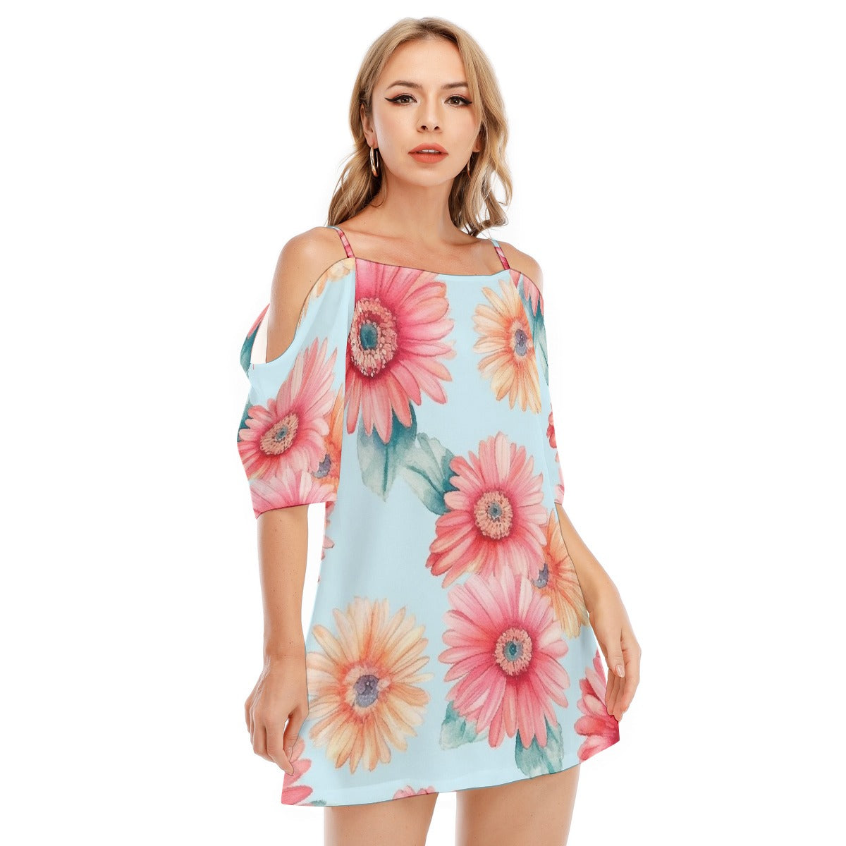 All-Over Print Women's Off-shoulder Cami Dress