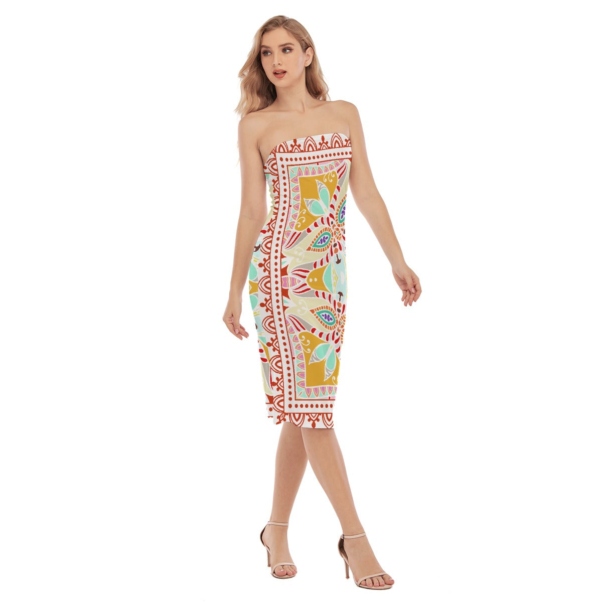 All-Over Print Women's Side Split Tube Top Dress