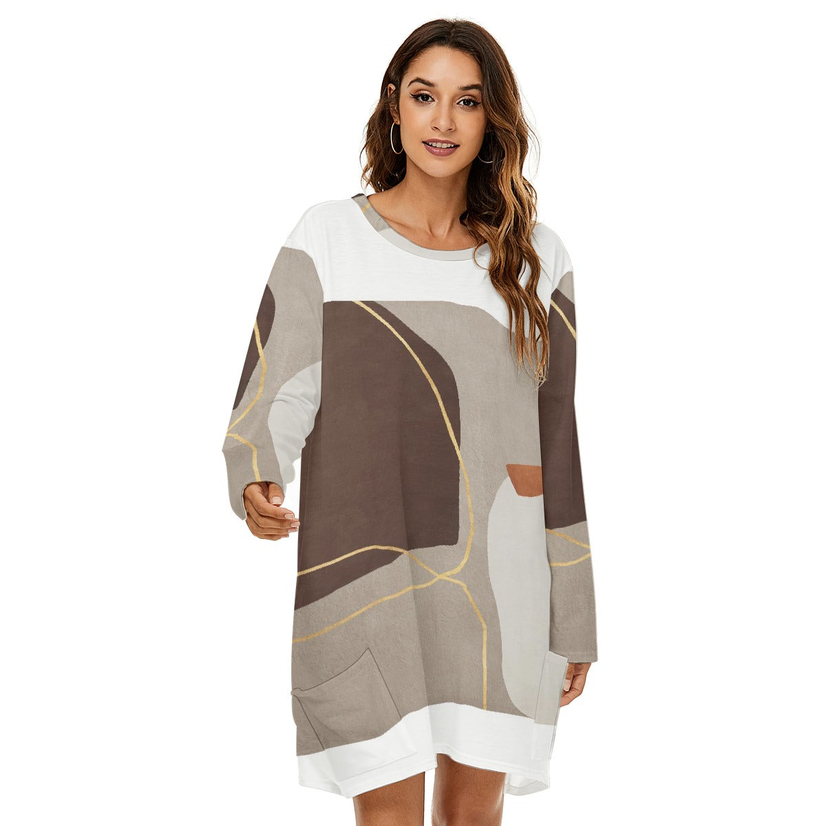 All-Over Print  Women's Loose Crew Neck Dress