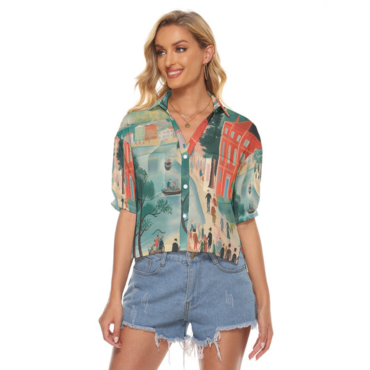 All-Over Print Women's V-neck Shirts