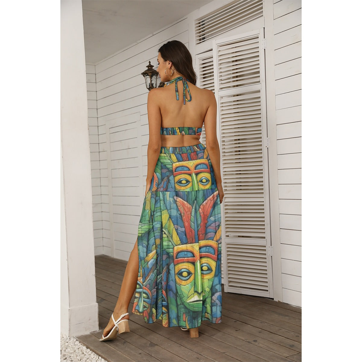 All-Over Print Women's Tie Back Wrap Dress