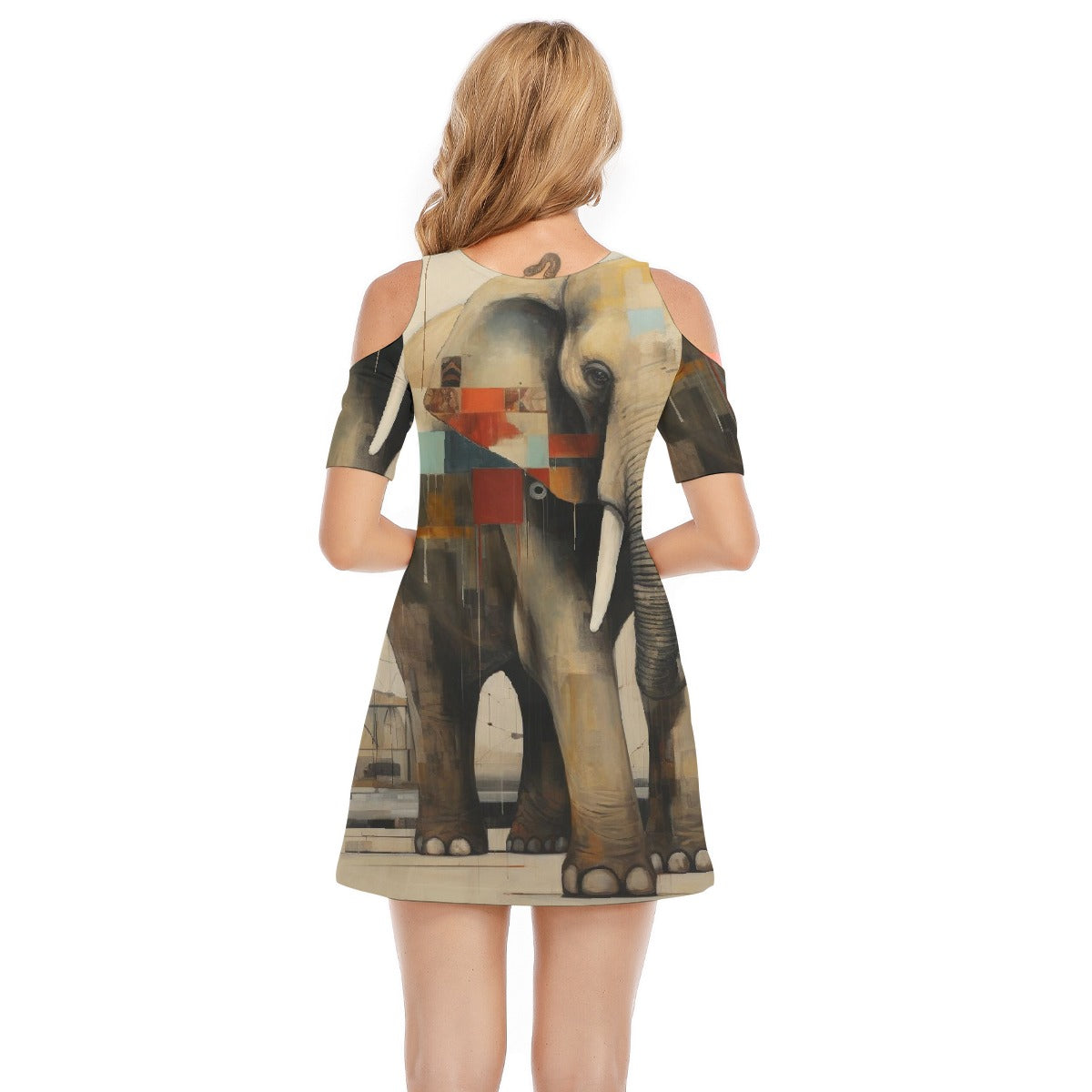 All-Over Print Women's Cold Shoulder Dress | 190GSM Cotton