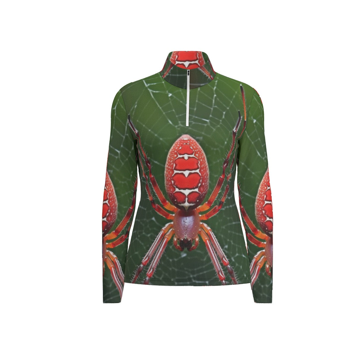 All-Over Print Women's Sports Collar Jersey With Long Sleeve