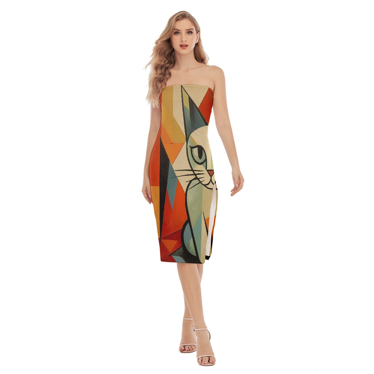 All-Over Print Women's Side Split Tube Top Dress