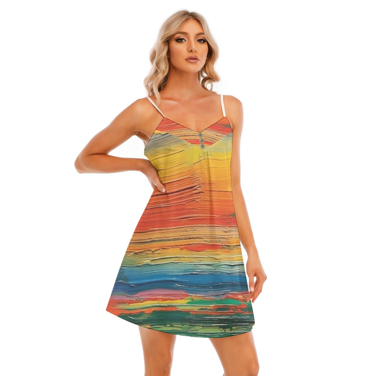 All-Over Print Women's V-neck Cami Dress