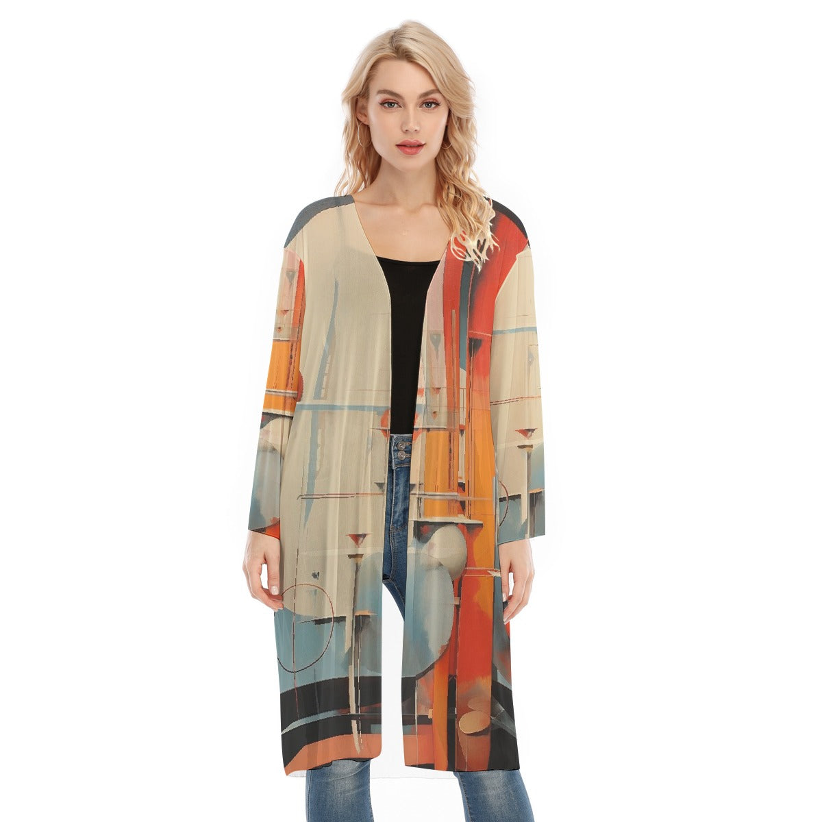 All- Over Print Women's Long Sleeve Mesh Cardigan