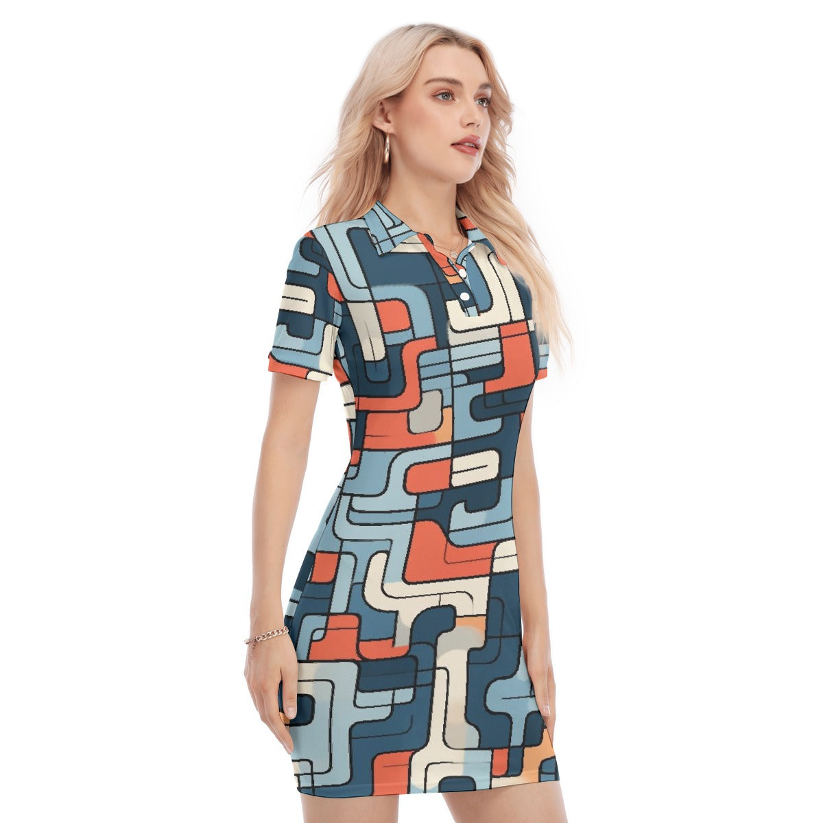 All-Over Print Women's Polo Collar Dress