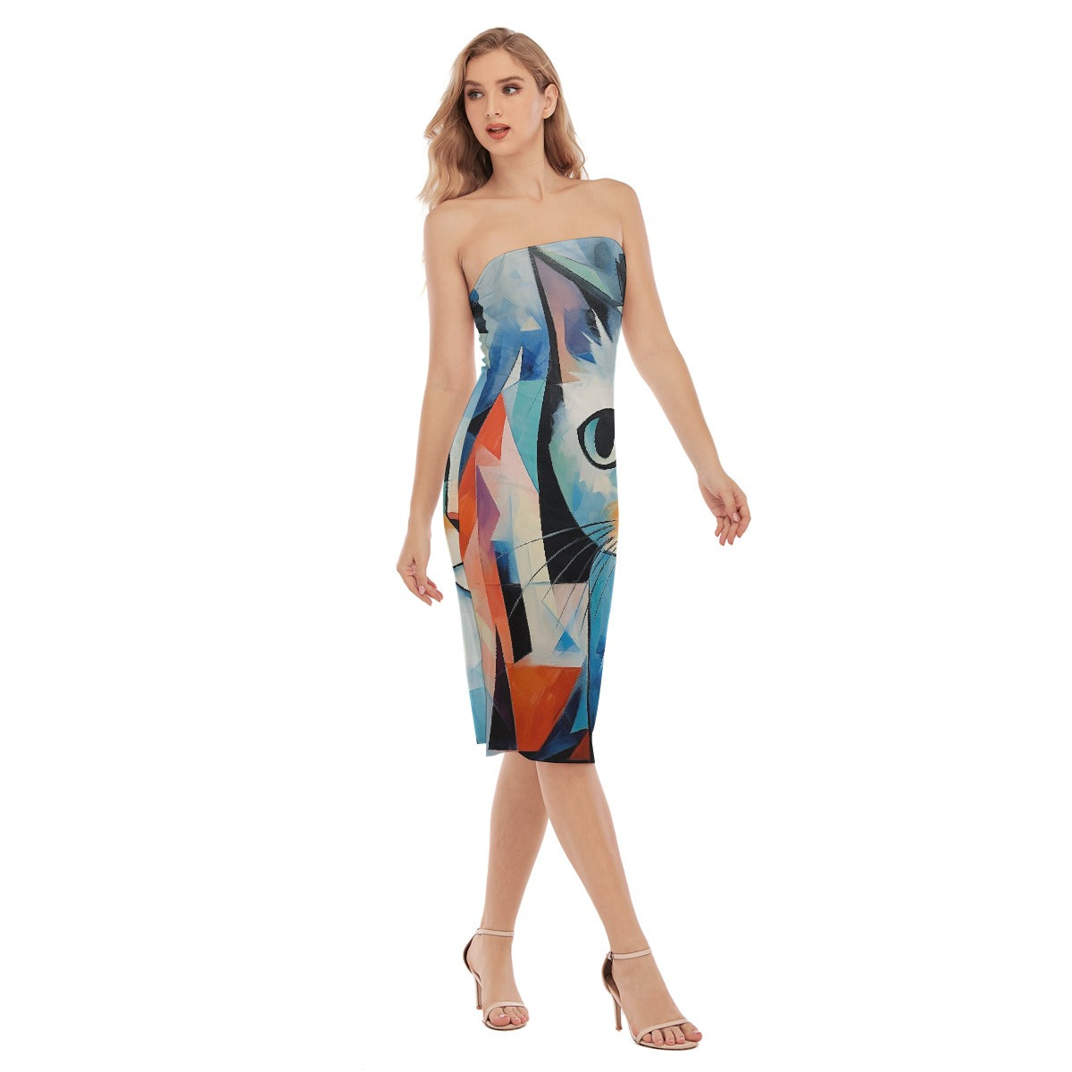 All-Over Print Women's Side Split Tube Top Dress